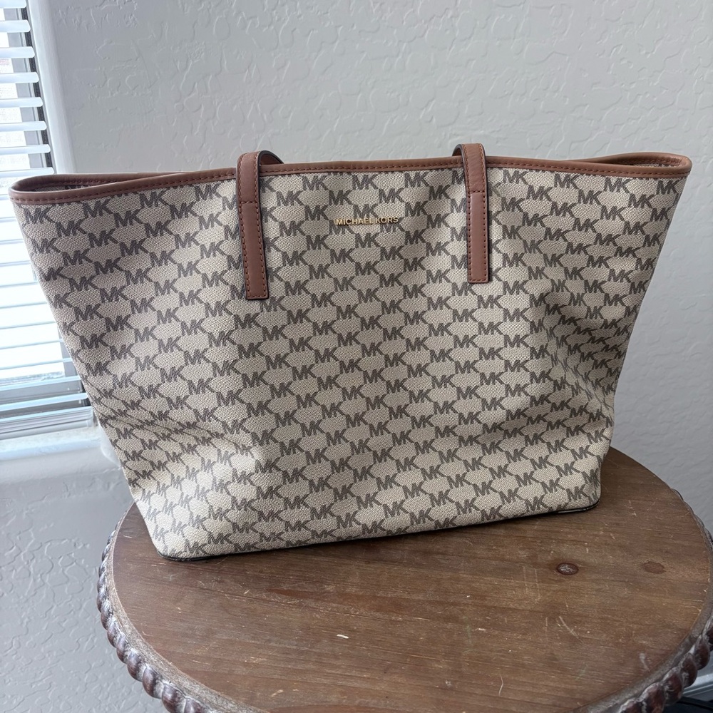 Michael Kors Brown and Cream Tote Bag